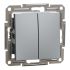 Выключатель освещения двухклавишный Schneider Electric Asfora сталь
