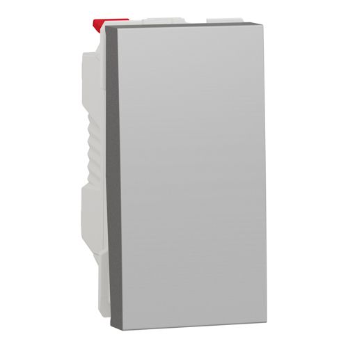 Вимикач освітлення одноклавішний Schneider Electric (1 модуль) 10А Unica New алюміній