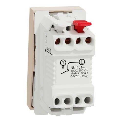 Вимикач освітлення одноклавішний Schneider Electric (1 модуль) 10А Unica New бежевий