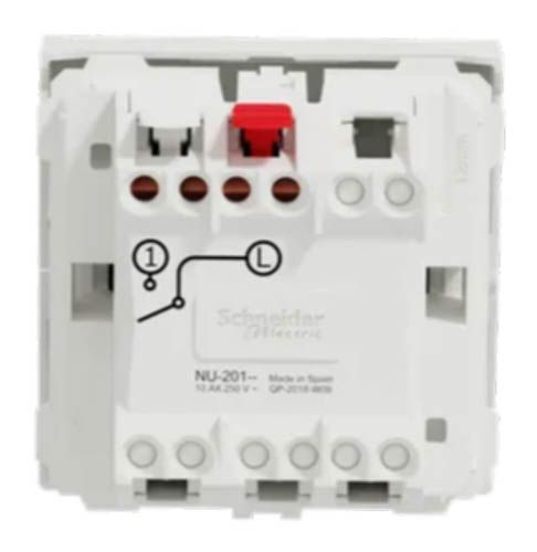Вимикач освітлення одноклавішний Schneider Electric (2 модулі) 10А Unica New білий