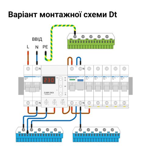 Реле напруги ZUBR D32t 32А з термозахистом на DIN-рейку професійне